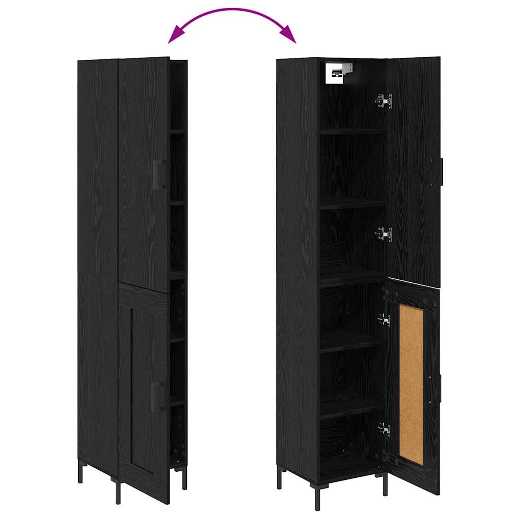 Highboard Schwarz Eichen-Optik 34,5 x 34 x 180 cm Holzwerkstoff