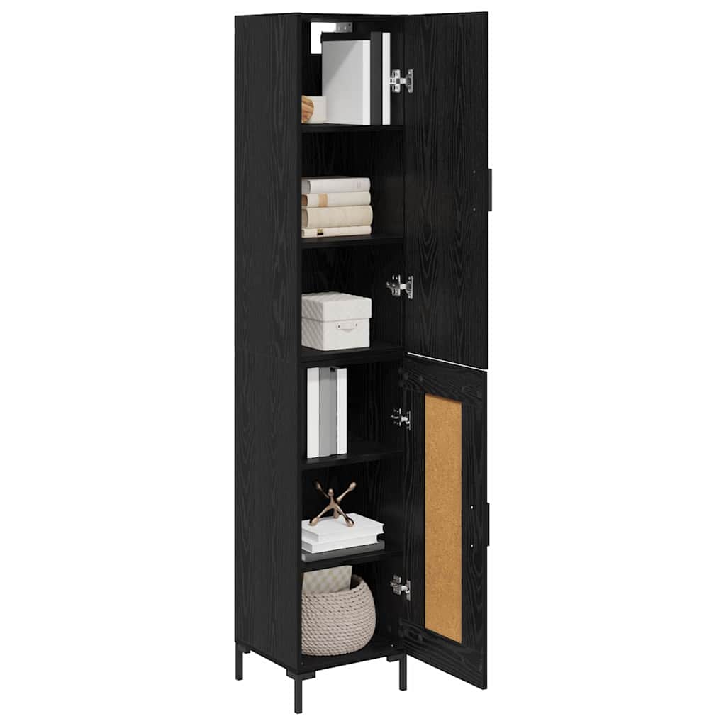 Highboard Schwarz Eichen-Optik 34,5 x 34 x 180 cm Holzwerkstoff