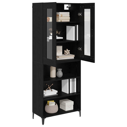 Highboard Schwarz Eichen-Optik 69,5 x 34 x 180 cm Holzwerkstoff