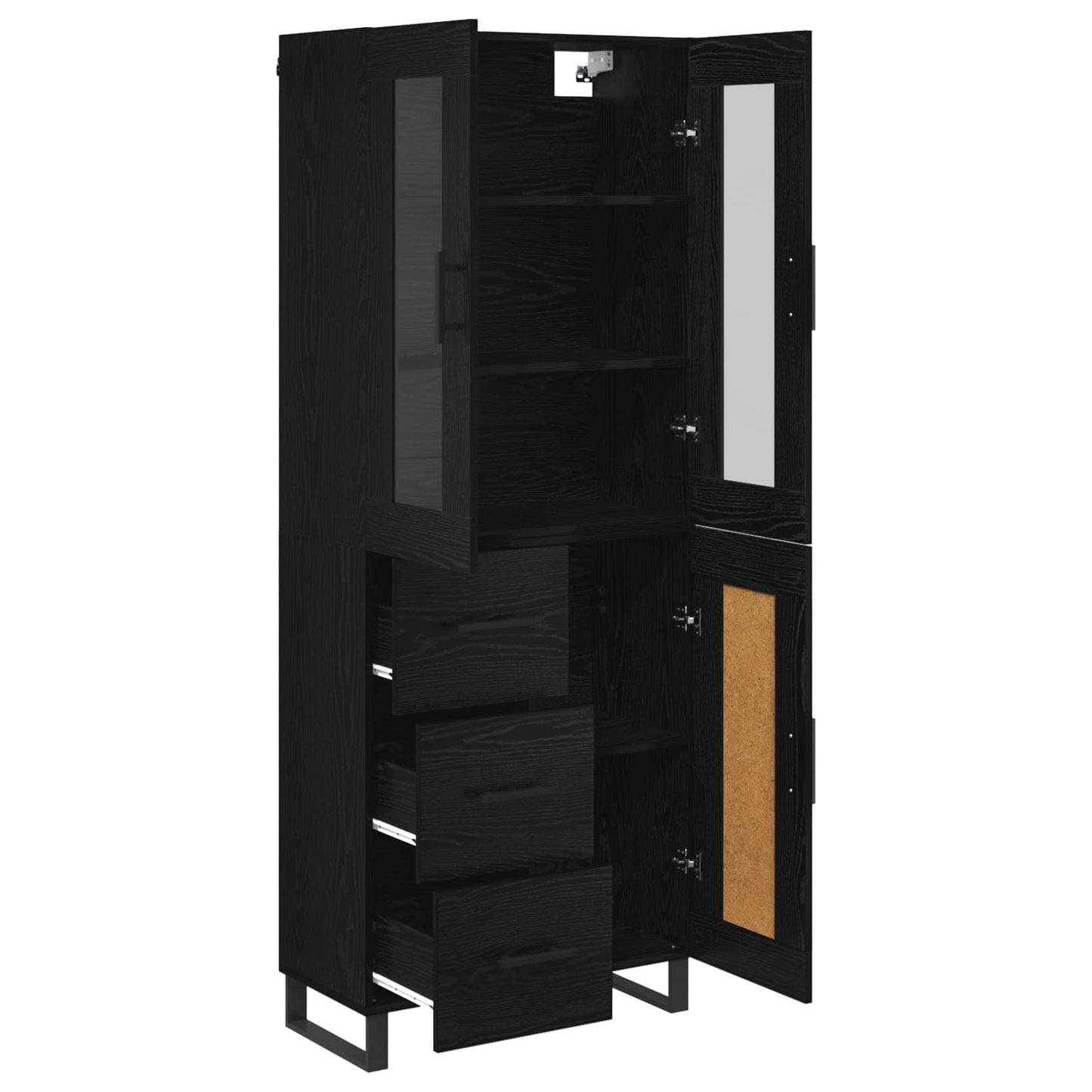 Highboard 2 stk. Schwarz Eichen-Optik 69,5 x 34 x 180 cm
