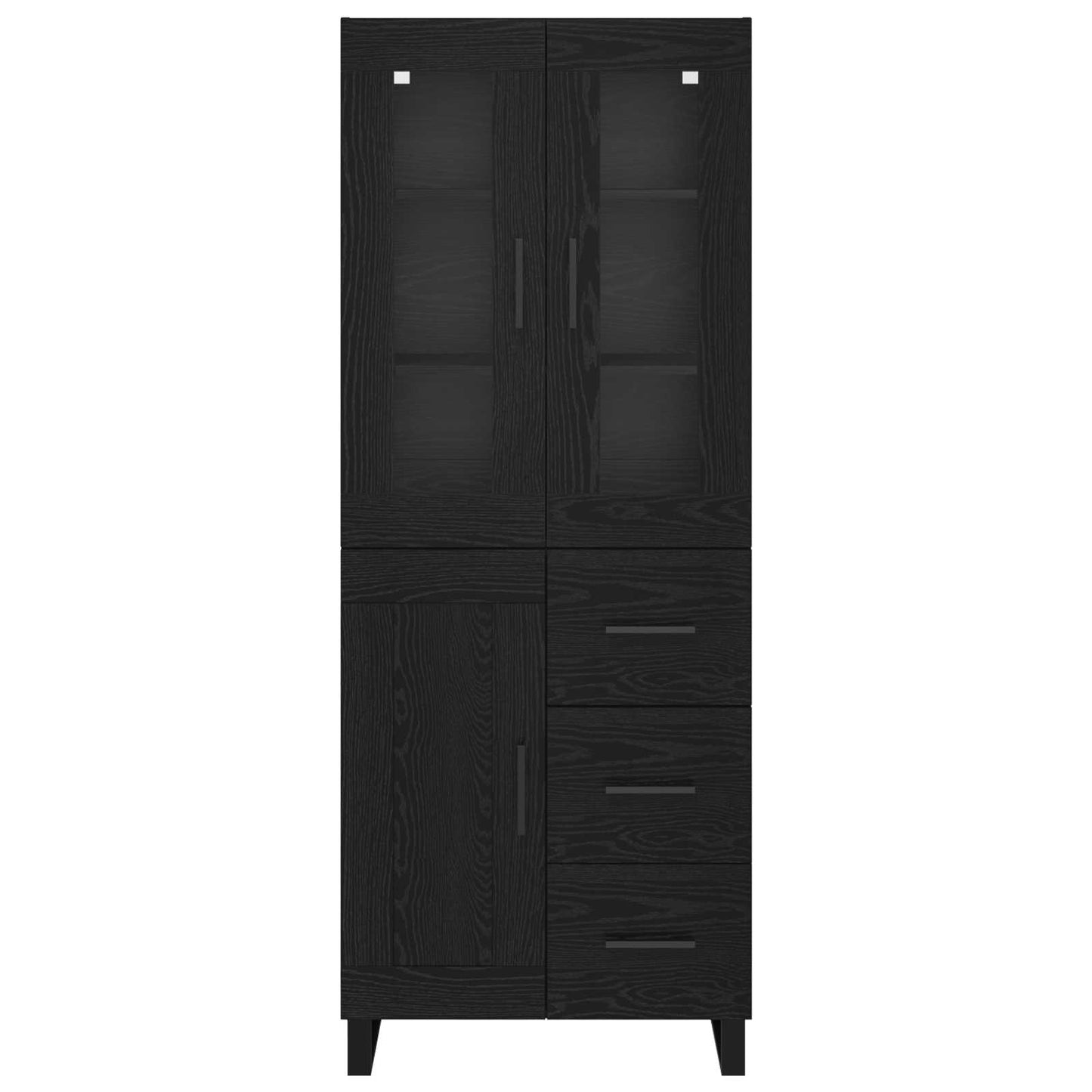 Highboard 2 pcs Schwarz Eichen-Optik Engineered Wood und Glas