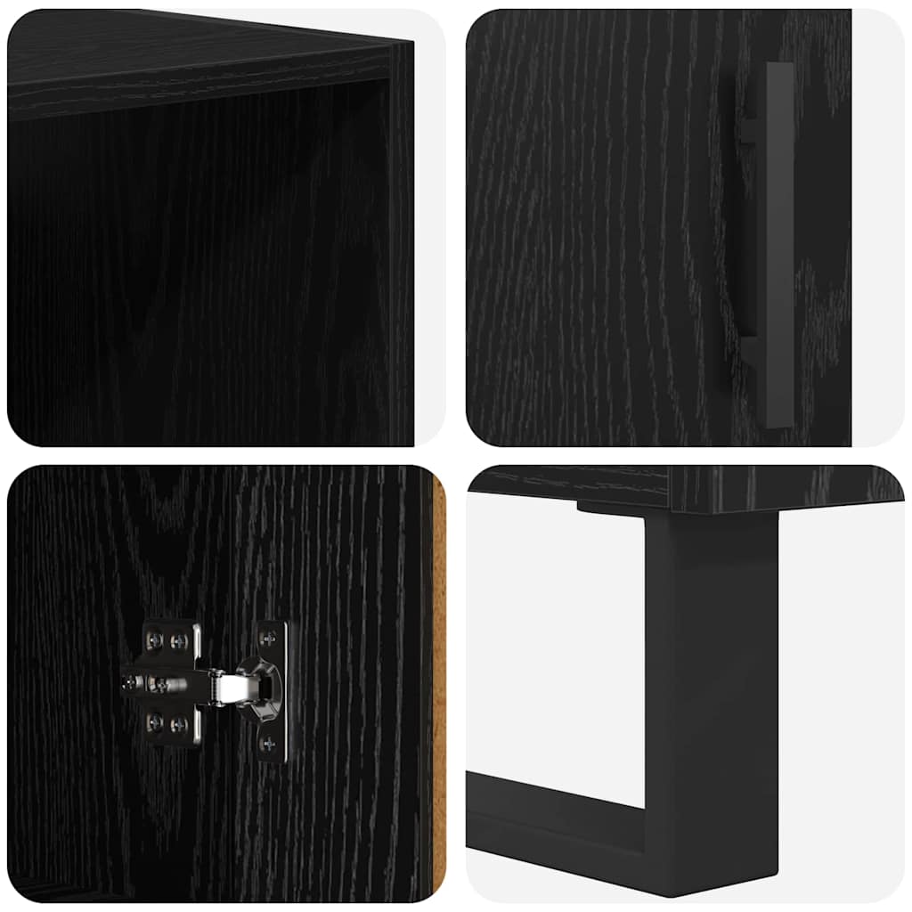 Highboard 2 stk. Schwarz Eichen-Optik 69,5 x 34 x 180 cm