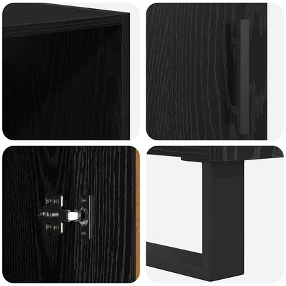 Highboard 2 stk. Schwarz Eichen-Optik 69,5 x 34 x 180 cm