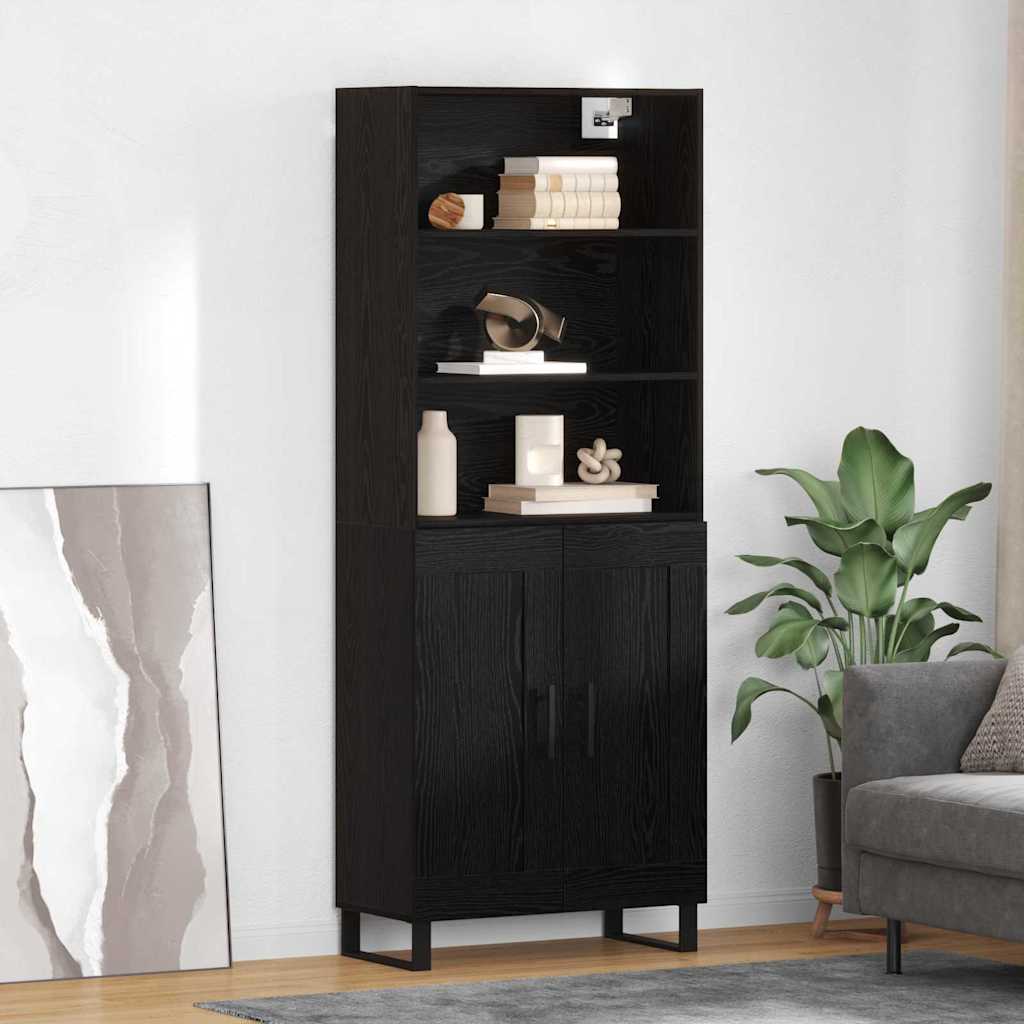 Highboard 2 stk. Schwarz Eichen-Optik 69,5 x 34 x 180 cm