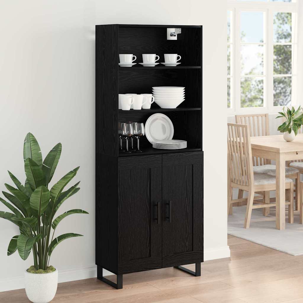 Highboard 2 stk. Schwarz Eichen-Optik 69,5 x 34 x 180 cm