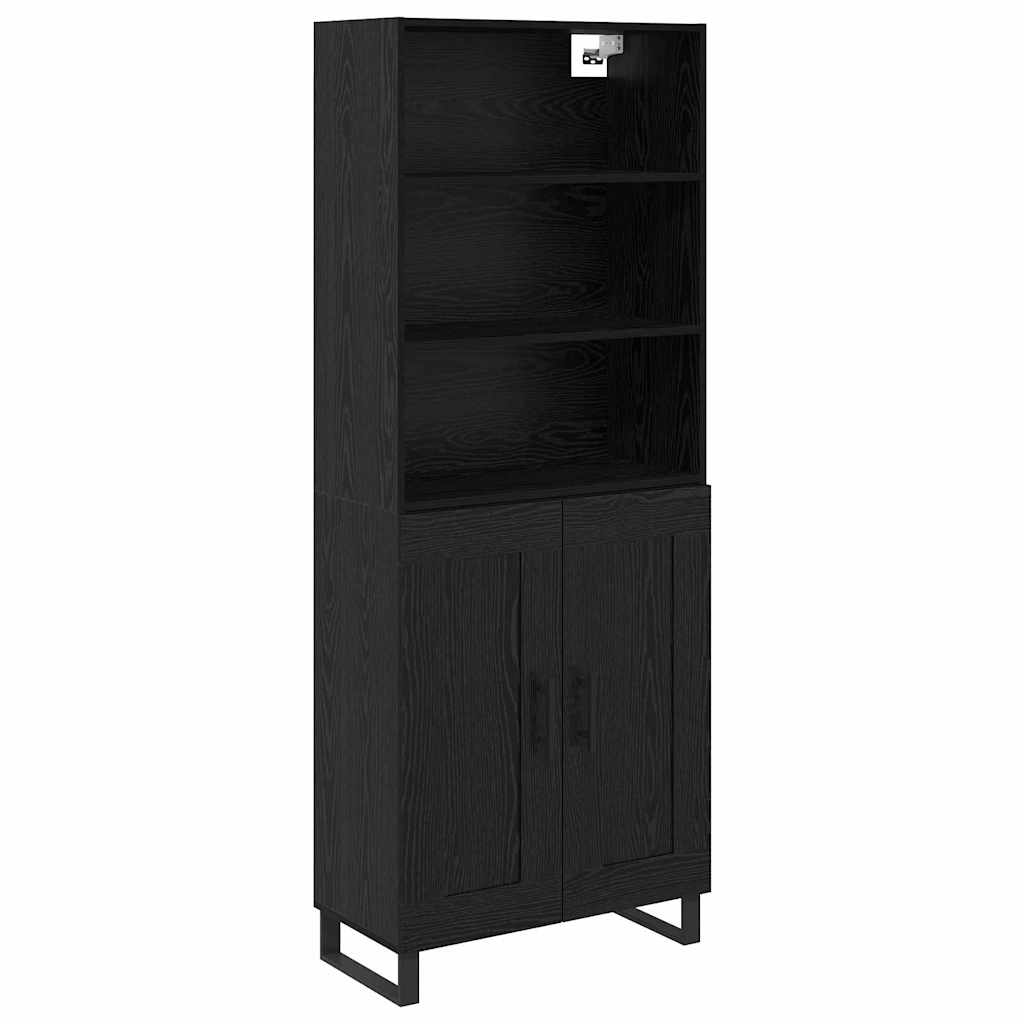 Highboard 2 stk. Schwarz Eichen-Optik 69,5 x 34 x 180 cm