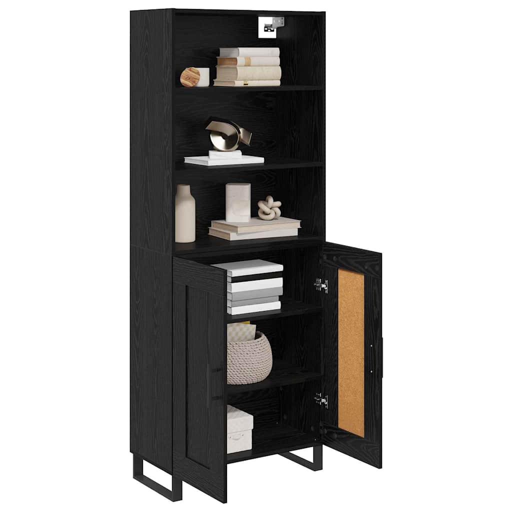 Highboard 2 stk. Schwarz Eichen-Optik 69,5 x 34 x 180 cm