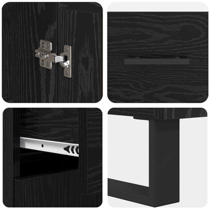 Highboard 2 stk. Schwarz Eichen-Optik 69,5 x 34 x 180 cm