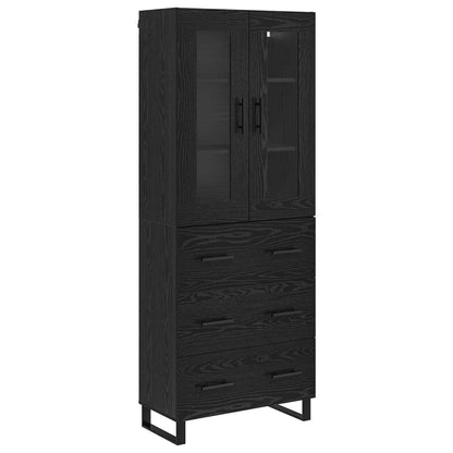 Highboard 2 stk. Schwarz Eichen-Optik 69,5 x 34 x 180 cm