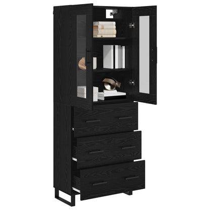 Highboard 2 stk. Schwarz Eichen-Optik 69,5 x 34 x 180 cm