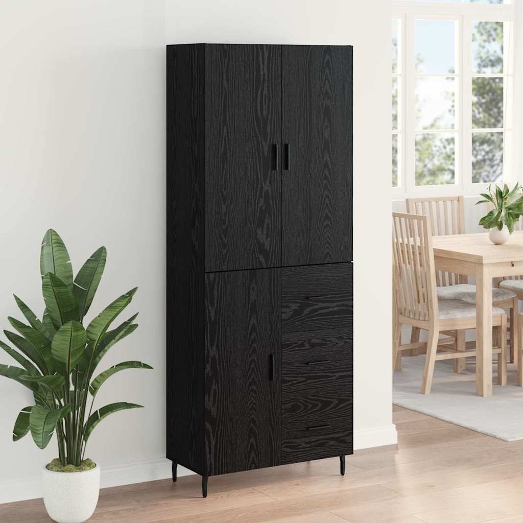 Highboard 2 stk. Schwarz Eichen-Optik 69,5 x 34 x 180 cm