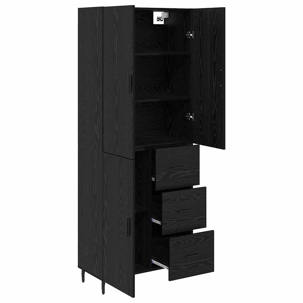 Highboard 2 stk. Schwarz Eichen-Optik 69,5 x 34 x 180 cm