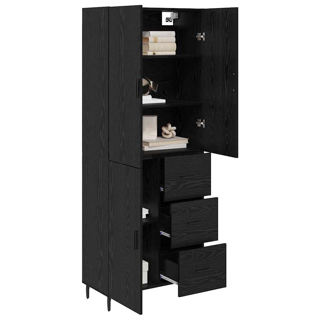 Highboard 2 stk. Schwarz Eichen-Optik 69,5 x 34 x 180 cm
