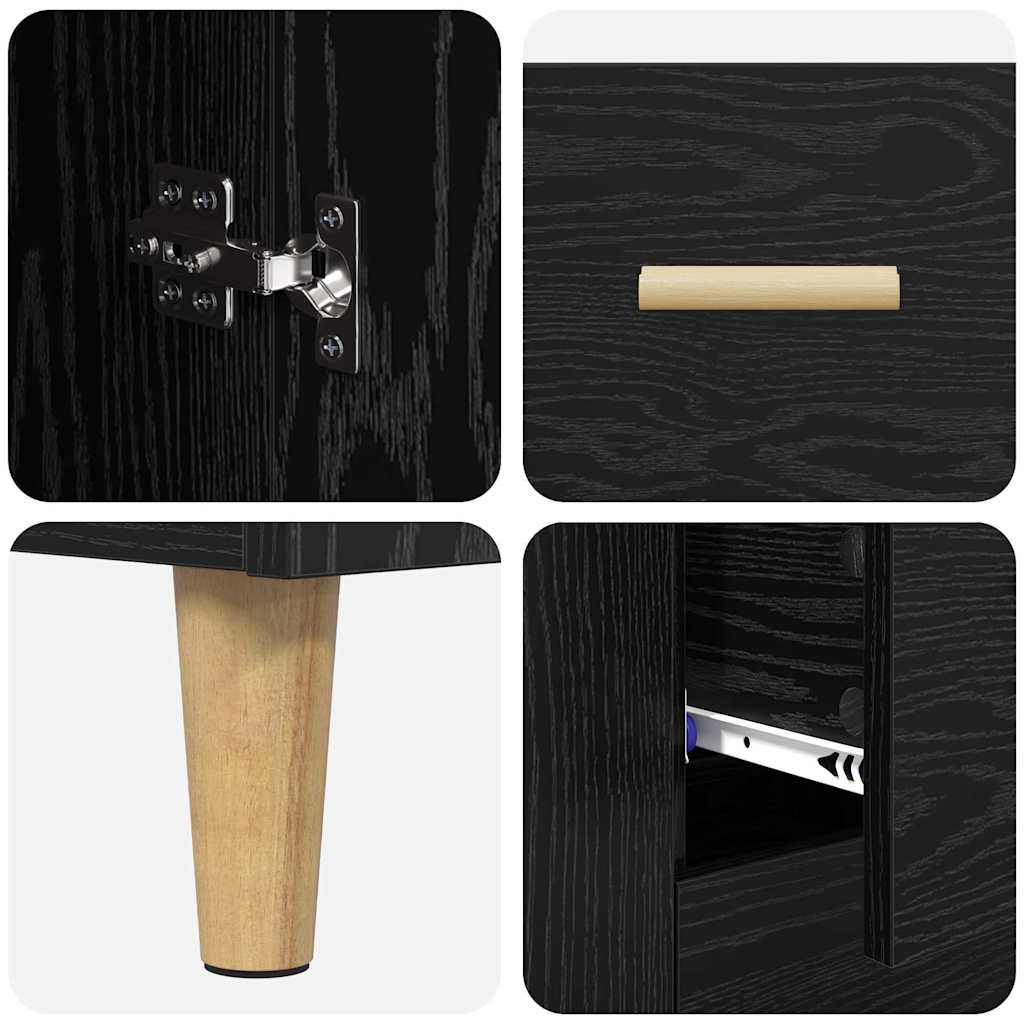 Highboard Schwarz Eichen-Optik 69,5 x 34 x 180 cm Holzwerkstoff