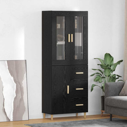 Highboard Schwarz Eichen-Optik 69,5 x 34 x 180 cm Holzwerkstoff