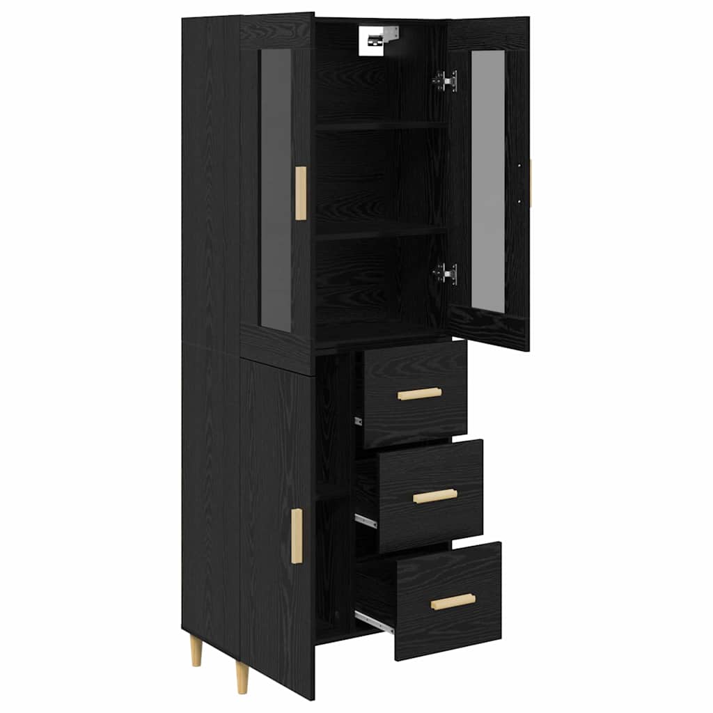 Highboard Schwarz Eichen-Optik 69,5 x 34 x 180 cm Holzwerkstoff