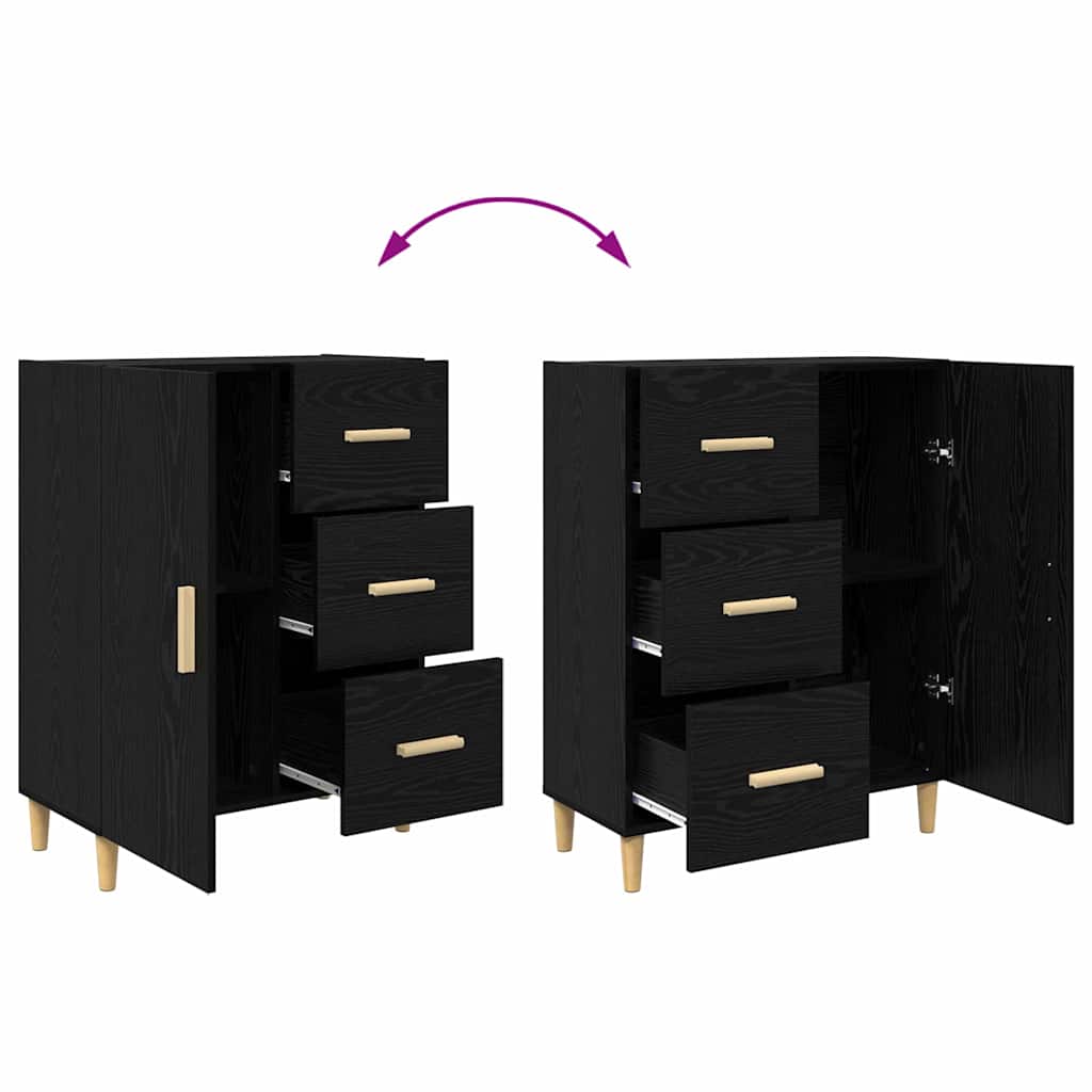 Highboard Schwarz Eichen-Optik 34,5 x 34 x 180 cm Holzwerkstoff
