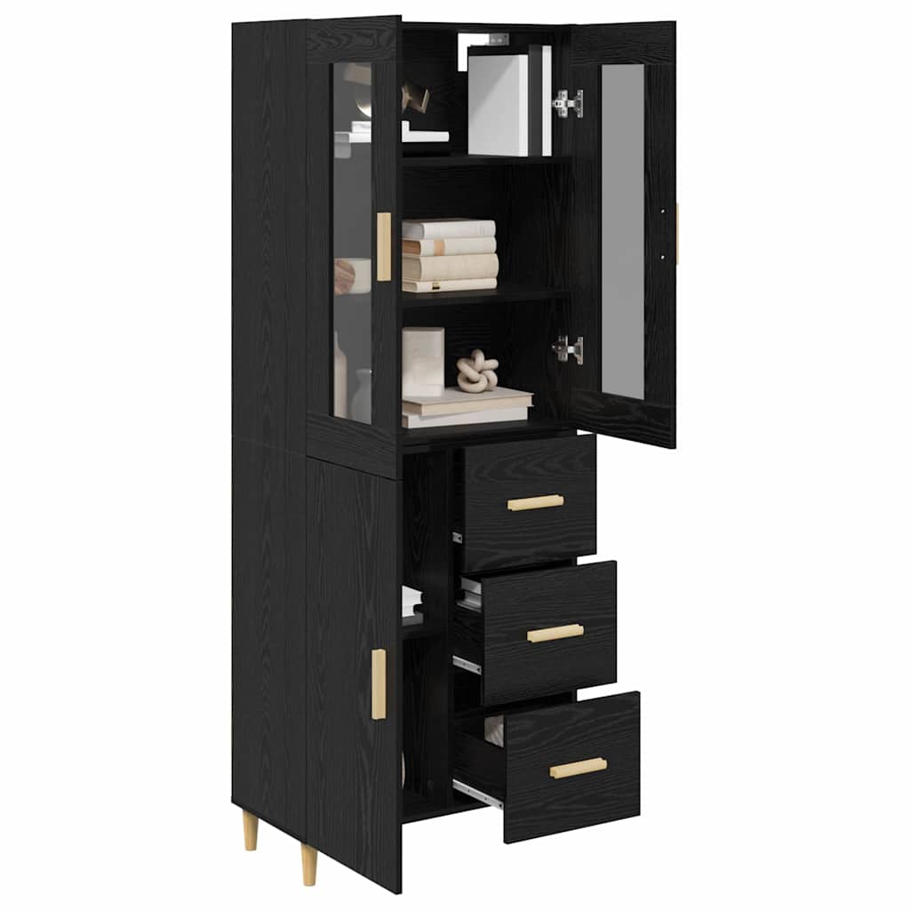 Highboard Schwarz Eichen-Optik 69,5 x 34 x 180 cm Holzwerkstoff