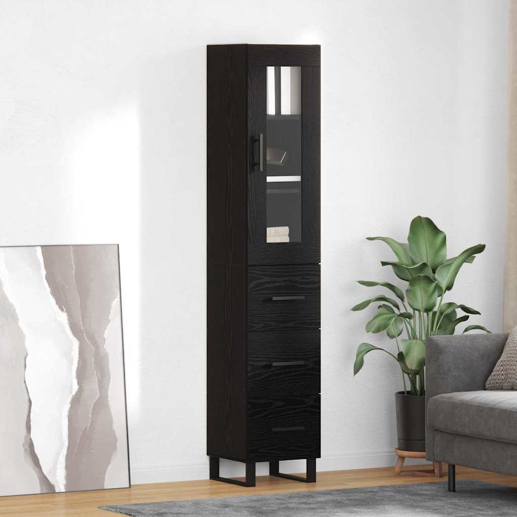 Highboard Schwarz Eichen-Optik 34,5 x 34 x 180 cm Holzwerkstoff