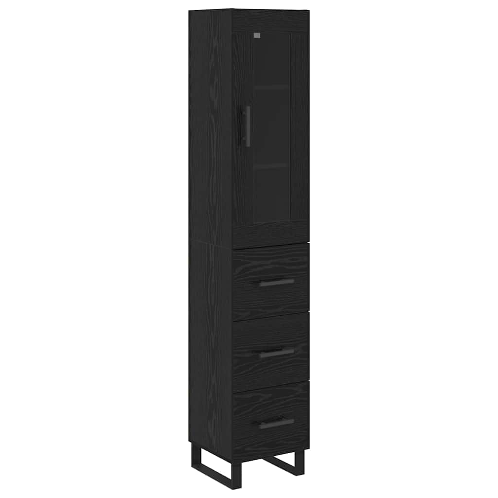 Highboard Schwarz Eichen-Optik 34,5 x 34 x 180 cm Holzwerkstoff