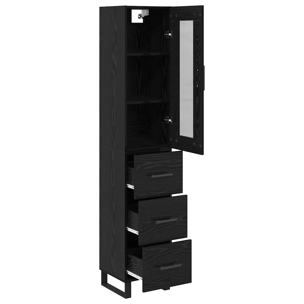 Highboard Schwarz Eichen-Optik 34,5 x 34 x 180 cm Holzwerkstoff
