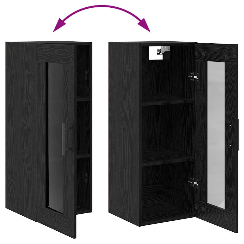 Highboard Schwarz Eichen-Optik 34,5 x 34 x 180 cm Holzwerkstoff