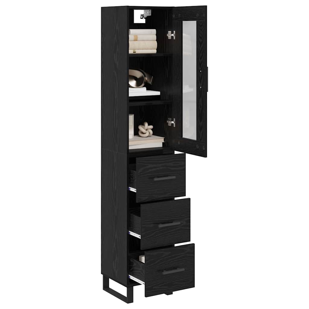 Highboard Schwarz Eichen-Optik 34,5 x 34 x 180 cm Holzwerkstoff