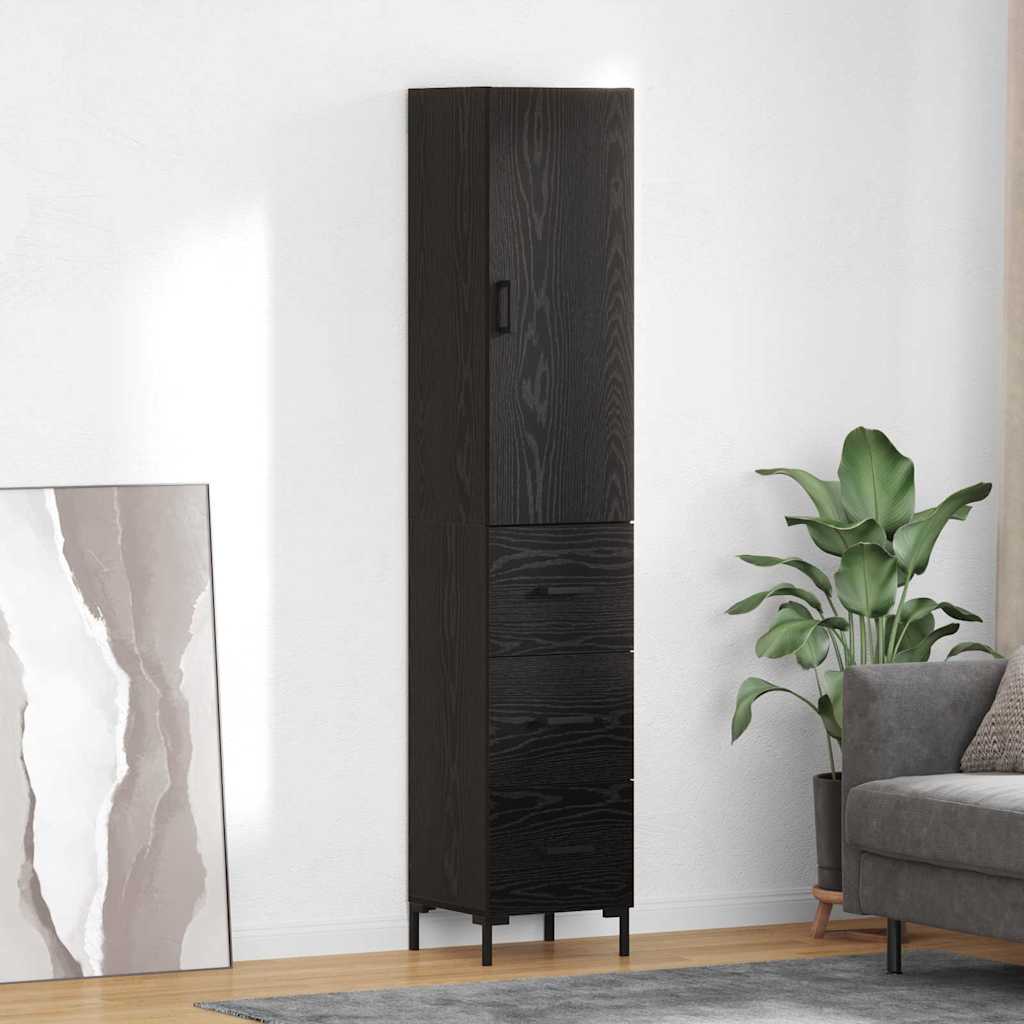 Highboard Schwarz Eichen-Optik 34,5 x 34 x 180 cm Holzwerkstoff