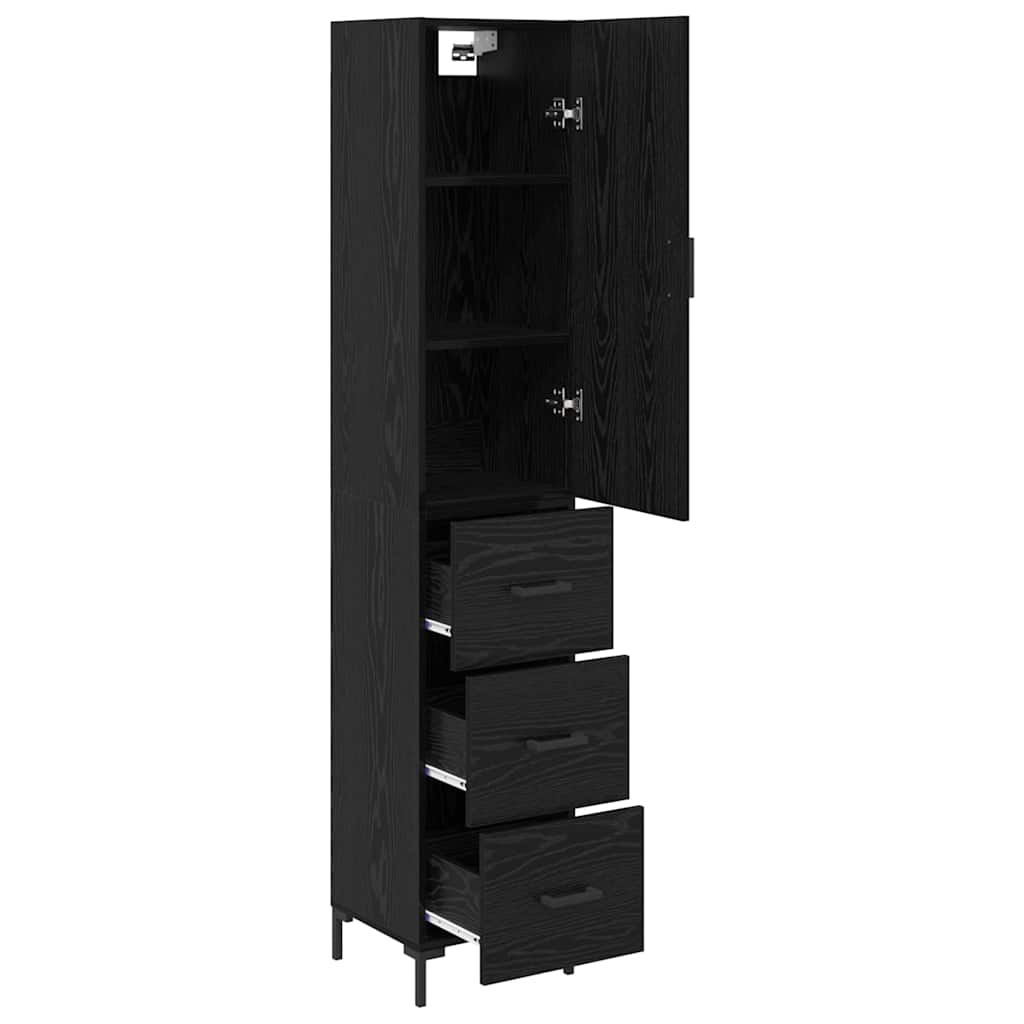 Highboard Schwarz Eichen-Optik 34,5 x 34 x 180 cm Holzwerkstoff