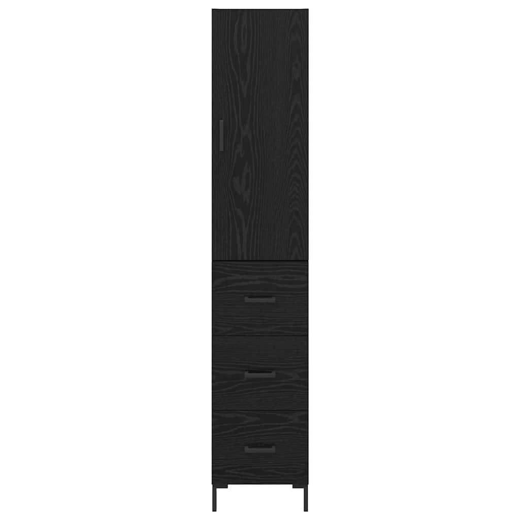 Highboard Schwarz Eichen-Optik 34,5 x 34 x 180 cm Holzwerkstoff