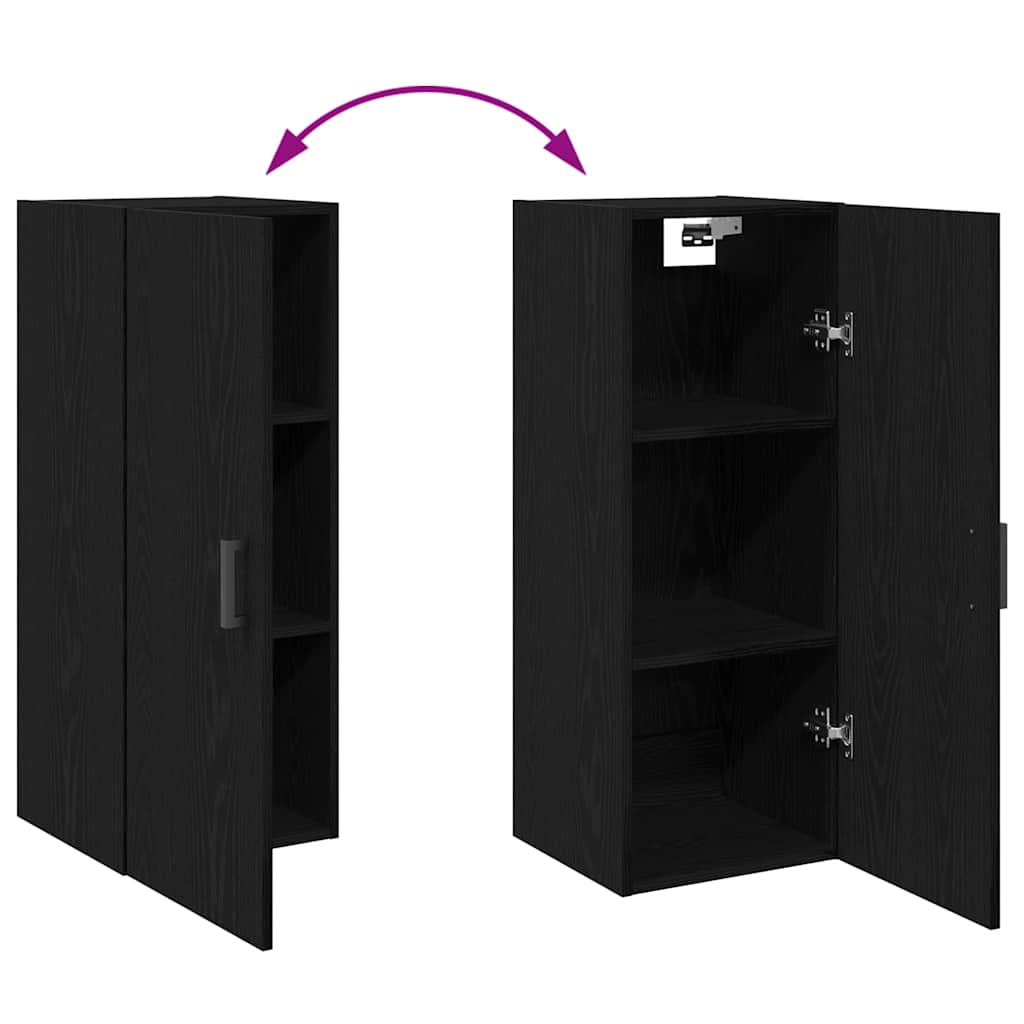 Highboard Schwarz Eichen-Optik 34,5 x 34 x 180 cm Holzwerkstoff
