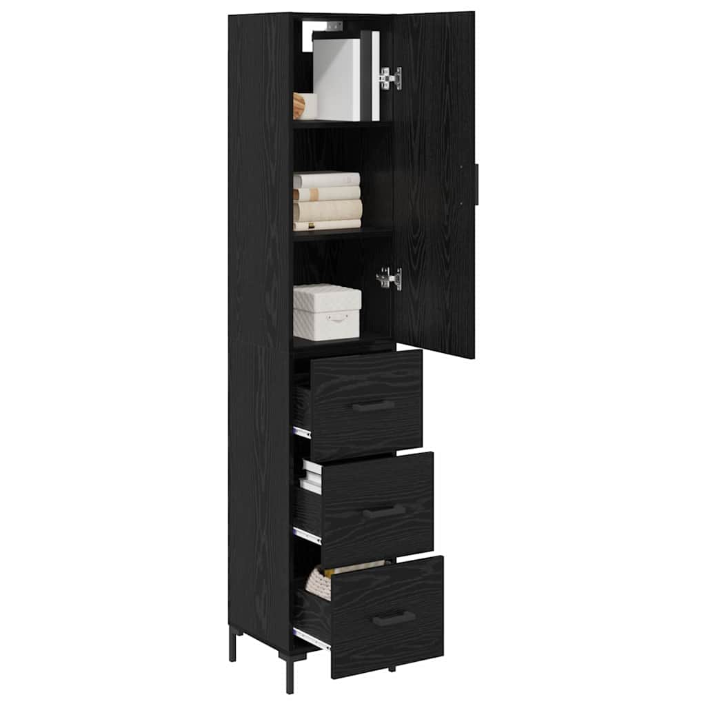 Highboard Schwarz Eichen-Optik 34,5 x 34 x 180 cm Holzwerkstoff