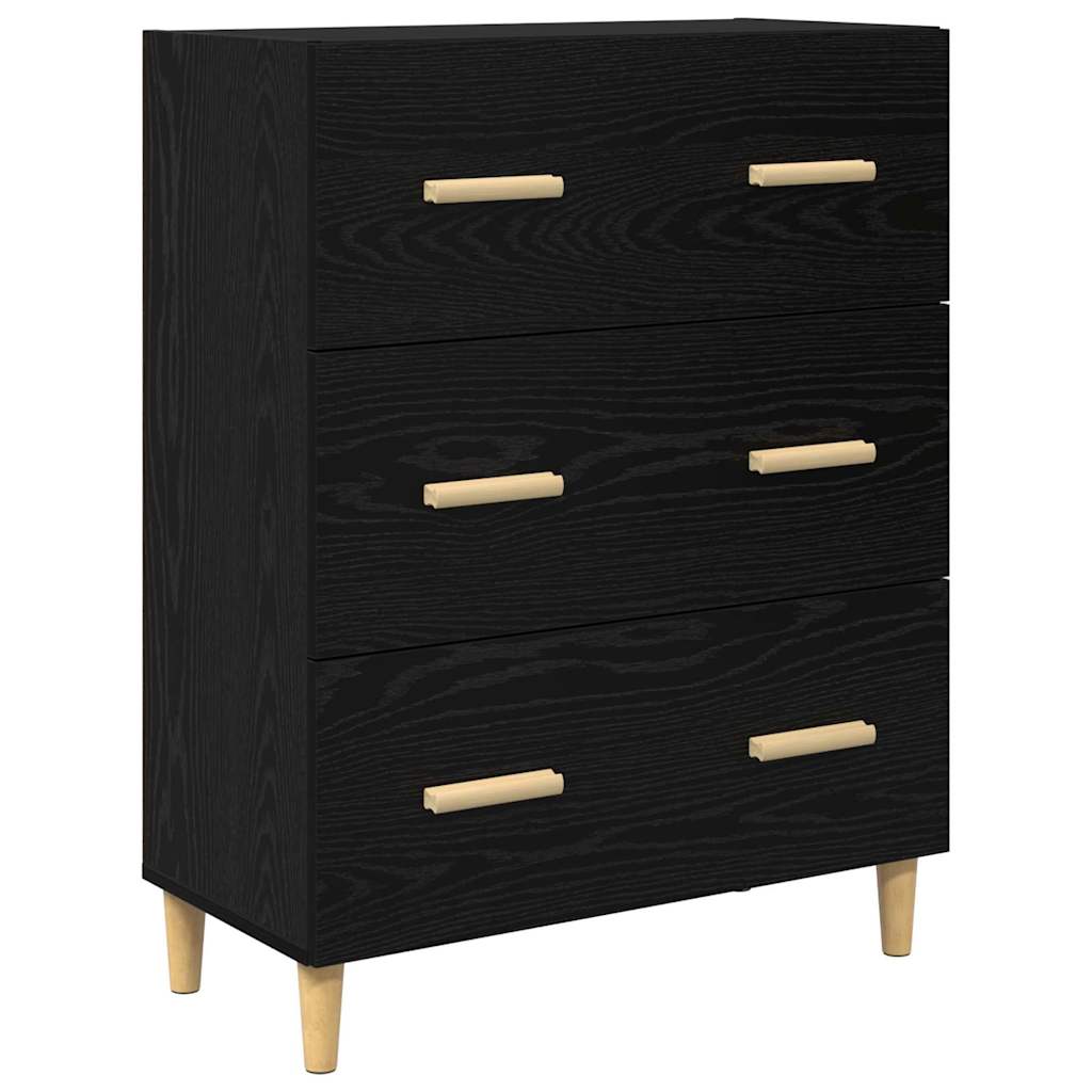 Highboard Schwarz Eichen-Optik 69,5 x 34 x 180 cm