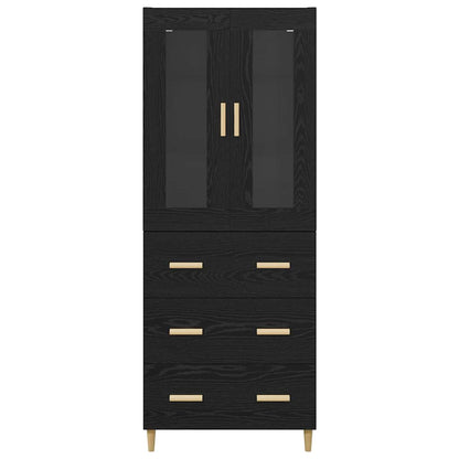 Highboard Schwarz Eichen-Optik 69,5 x 34 x 180 cm