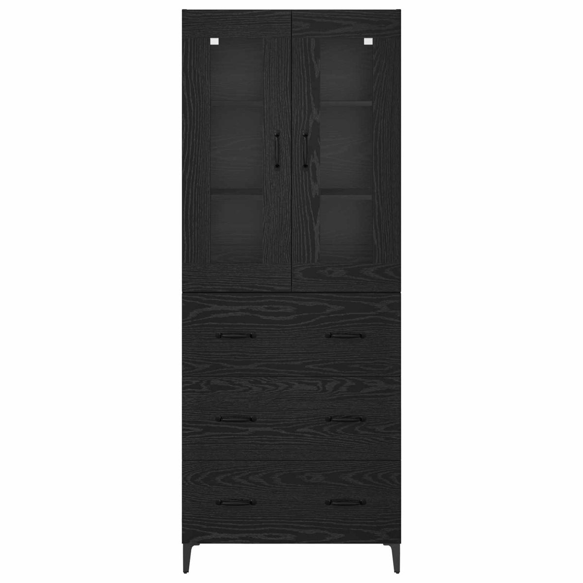 Highboard Schwarz Eichen-Optik 69,5 x 34 x 180 cm Holzwerkstoff