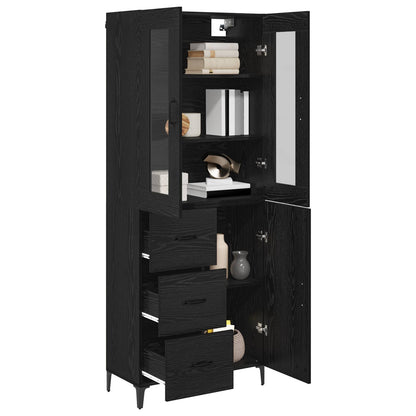 Highboard Schwarz Eichen-Optik 69,5 x 34 x 180 cm Holzwerkstoff