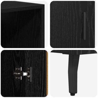 Highboard 2 Stk. Schwarz Eichen-Optik 69,5 x 34 x 180 cm