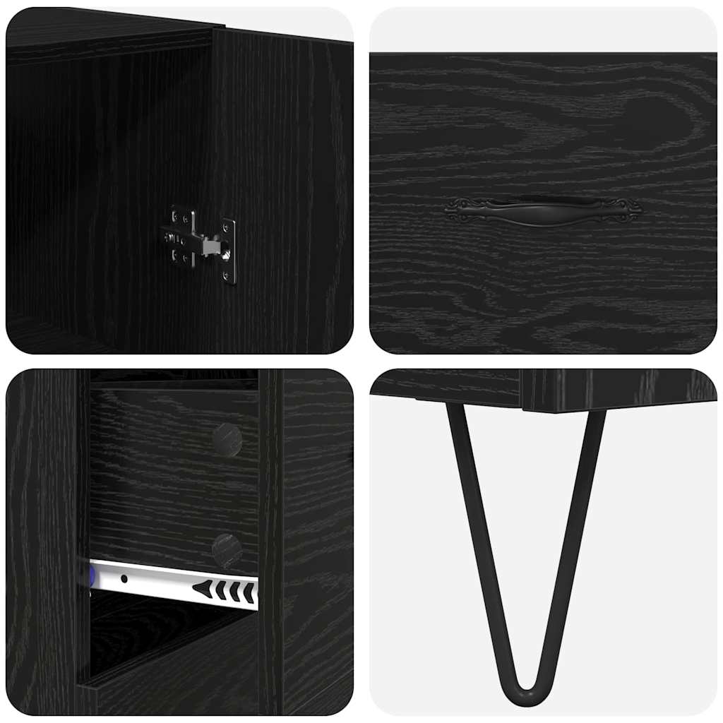 Highboard 2 Stk. Schwarz Eichen-Optik 69,5 x 34 x 180 cm