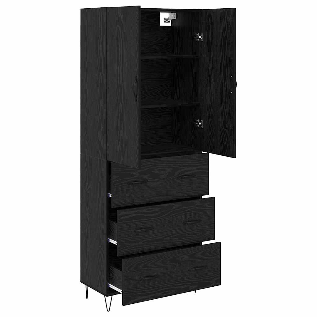 Highboard 2 Stk. Schwarz Eichen-Optik 69,5 x 34 x 180 cm