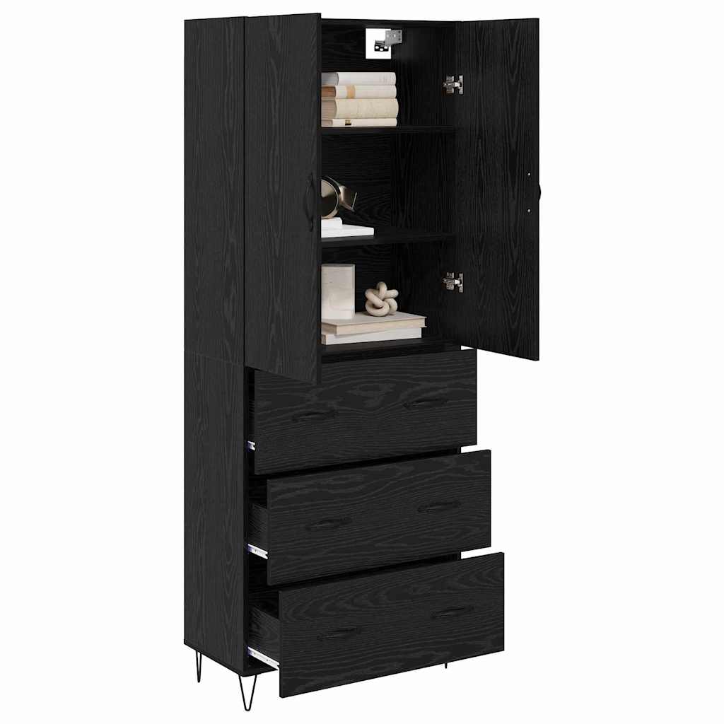 Highboard 2 Stk. Schwarz Eichen-Optik 69,5 x 34 x 180 cm