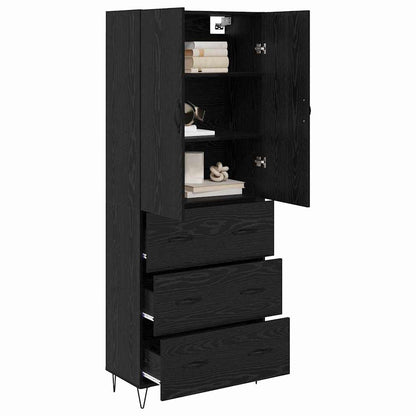 Highboard 2 Stk. Schwarz Eichen-Optik 69,5 x 34 x 180 cm