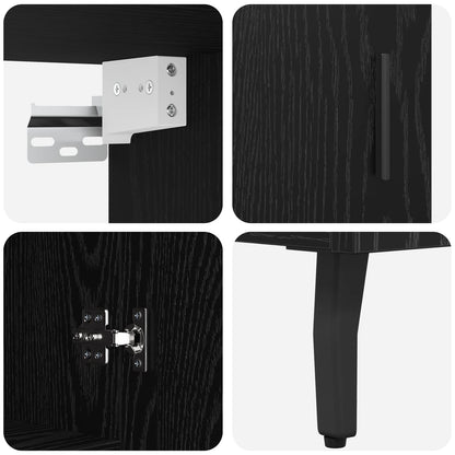 Highboard 2 stk. Schwarz Eichen-Optik 69,5 x 34 x 180 cm