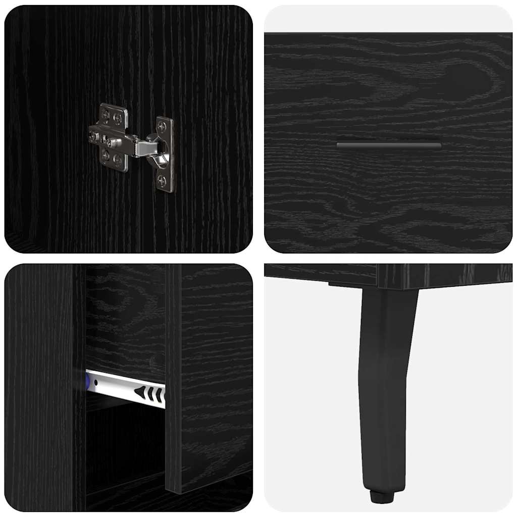 Highboard Schwarz Eichen-Optik 34,5 x 34 x 180 cm Holzwerkstoff