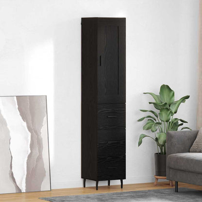 Highboard Schwarz Eichen-Optik 34,5 x 34 x 180 cm Holzwerkstoff