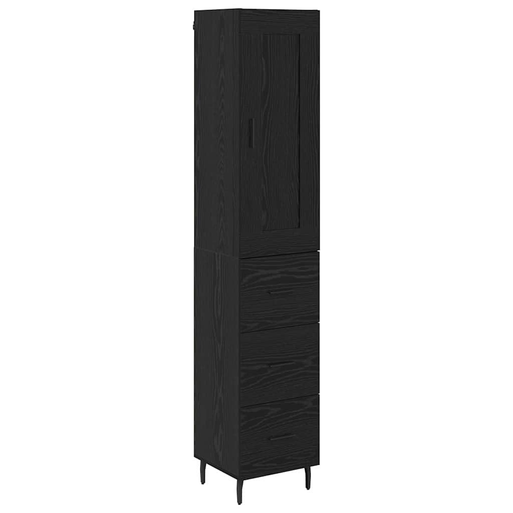 Highboard Schwarz Eichen-Optik 34,5 x 34 x 180 cm Holzwerkstoff