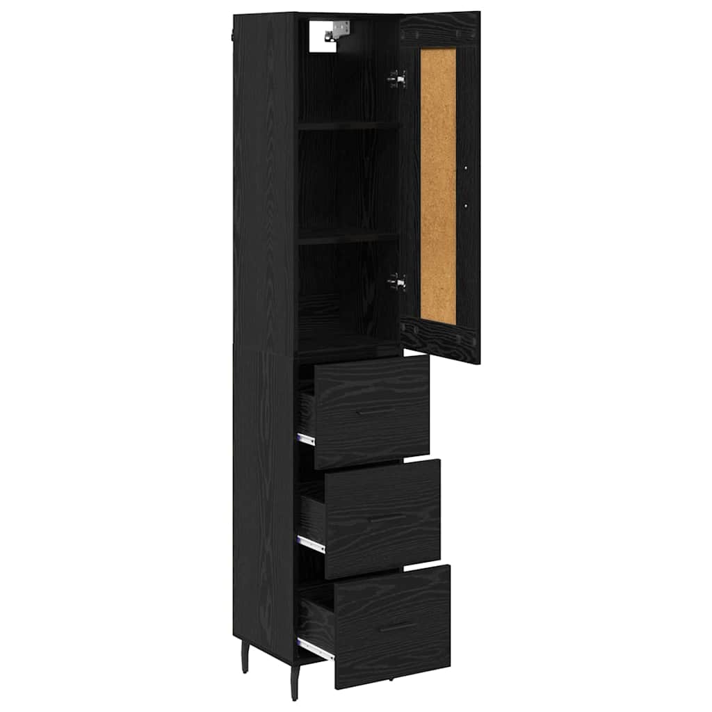 Highboard Schwarz Eichen-Optik 34,5 x 34 x 180 cm Holzwerkstoff