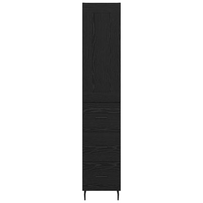 Highboard Schwarz Eichen-Optik 34,5 x 34 x 180 cm Holzwerkstoff