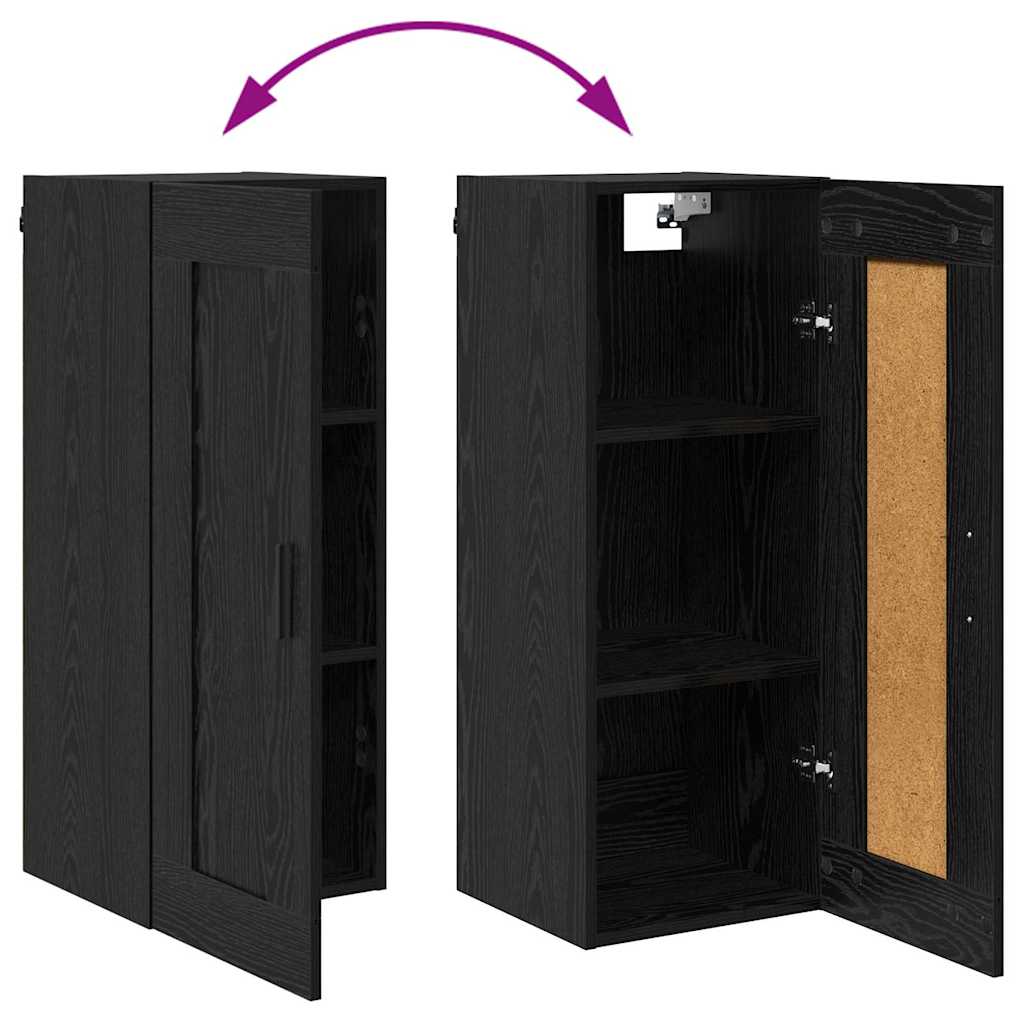 Highboard Schwarz Eichen-Optik 34,5 x 34 x 180 cm Holzwerkstoff