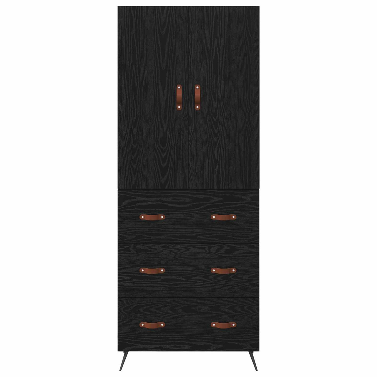 Highboard Schwarz Eichen-Optik 69,5 x 34 x 180 cm Holzwerkstoff