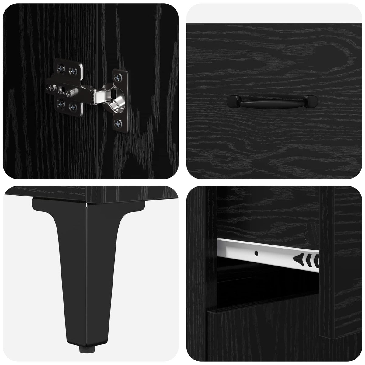 Highboard Schwarz Eichen-Optik 69,5 x 34 x 180 cm Holzwerkstoff